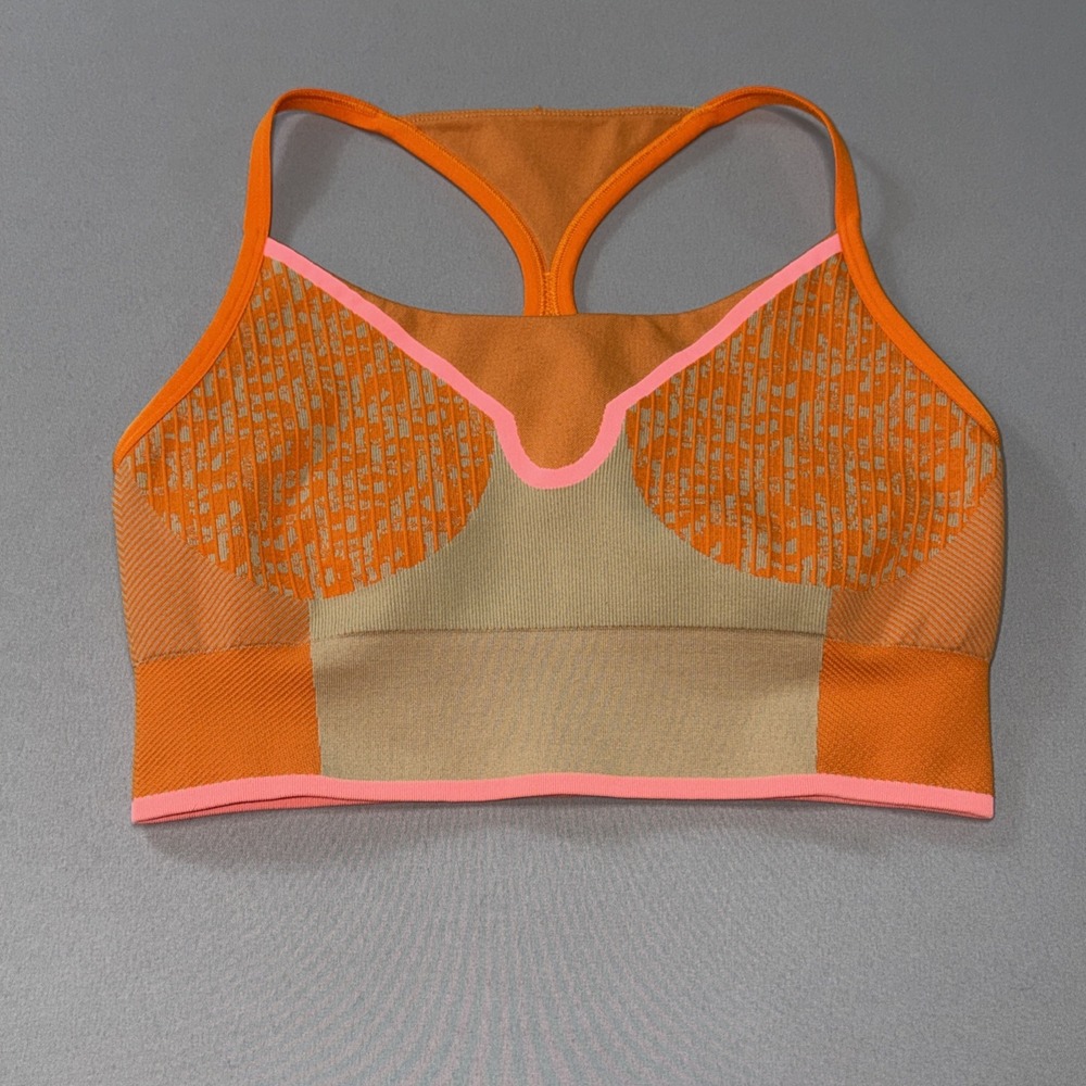 Adidas x Stella McCartney True Strength Seamless MED Sports Bra Orange Tan Pink